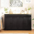 Buffet bas HOMCOM avec rangements, Meuble de cuisine moderne avec 4 portes, 2 tiroirs et 2 étagères réglables, Meuble de bar à café