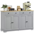 Buffet bas HOMCOM avec rangements, Meuble de cuisine moderne avec 4 portes, 2 tiroirs et 2 étagères réglables, Meuble de bar à café
