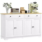 Buffet bas HOMCOM avec rangements, Meuble de cuisine moderne avec 4 portes, 2 tiroirs et 2 étagères réglables, Meuble de bar à café