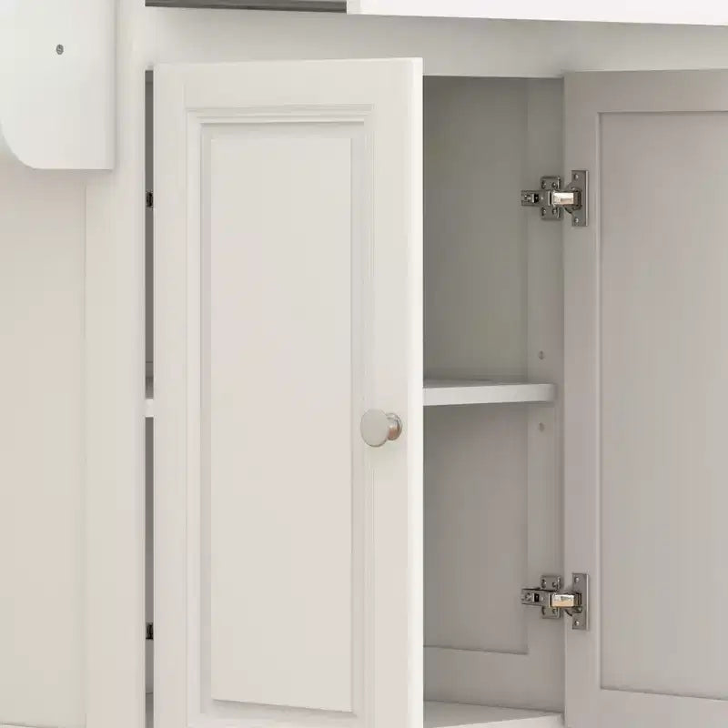 HOMCOM Îlot de cuisine roulant à abattants, Chariot de cuisine sur roulettes, Plan de travail en bois massif, Petit-déjeuner avec tiroirs de rangement, armoires et porte-épices
