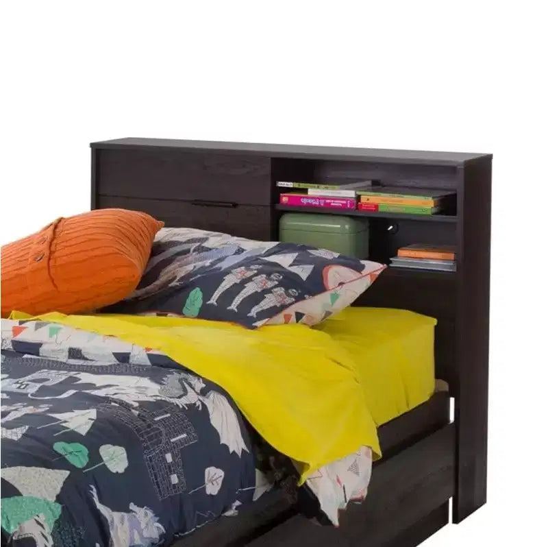 Tête de lit HomeStock pour enfant, lit double, en panneaux de particules stratifiés avec rangement