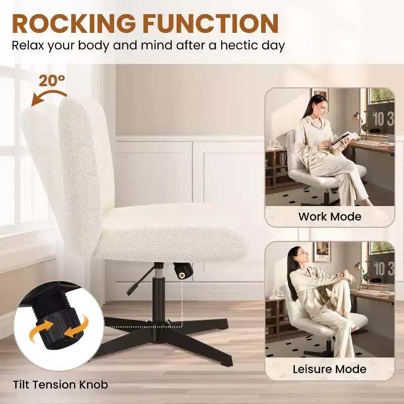 Yaheetech Chaise de bureau pivotante Boucle pour bureau à domicile, Blanche
