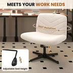 Yaheetech Chaise de bureau pivotante Boucle pour bureau à domicile, Blanche