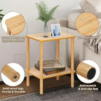 Table d'appoint à 2 niveaux style bohème Hommpa avec étagère de rangement, parfaite pour les petits espaces