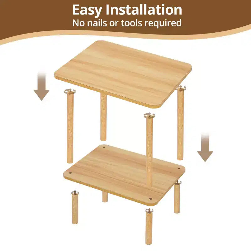 Table d'appoint à 2 niveaux style bohème Hommpa avec étagère de rangement, parfaite pour les petits espaces