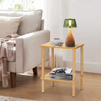 Table d'appoint à 2 niveaux style bohème Hommpa avec étagère de rangement, parfaite pour les petits espaces