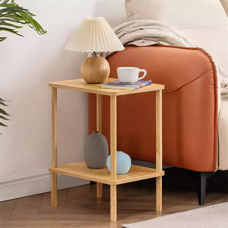 Table d'appoint à 2 niveaux style bohème Hommpa avec étagère de rangement, parfaite pour les petits espaces