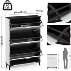 Meuble à chaussures, Meuble de rangement pour chaussures avec 3 tiroirs basculants, Organisateur de chaussures autonome avec pieds, 47"