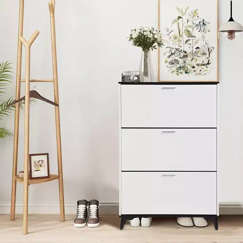 Meuble à chaussures, Meuble de rangement pour chaussures avec 3 tiroirs basculants, Organisateur de chaussures autonome avec pieds, 47"