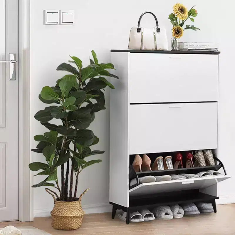 Meuble à chaussures, Meuble de rangement pour chaussures avec 3 tiroirs basculants, Organisateur de chaussures autonome avec pieds, 47"