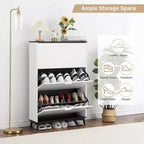 Meuble à chaussures, Meuble de rangement pour chaussures avec 3 tiroirs basculants, Organisateur de chaussures autonome avec pieds, 47"