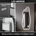 PexFix Miroir irrégulier pleine longueur de 24 po L x 63 po H en argent