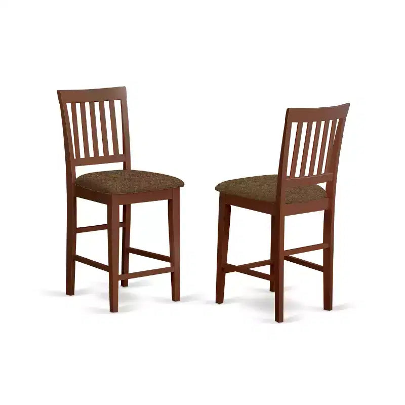 Tabouret de comptoir HomeStock - Chaises en bois hauteur pub en tissu de lin