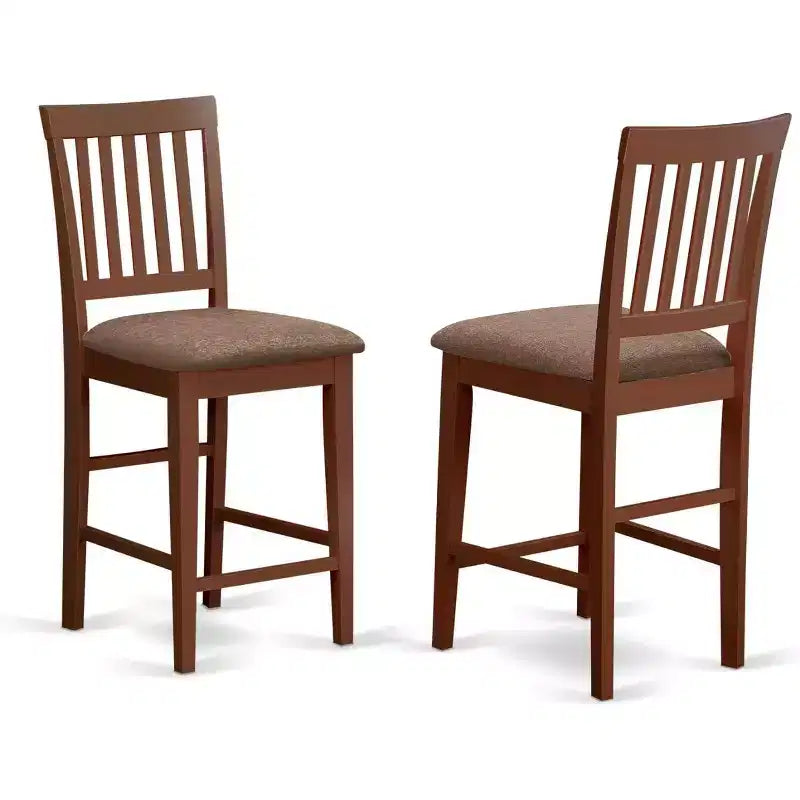 Tabouret de comptoir HomeStock - Chaises en bois hauteur pub en tissu de lin