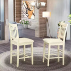 Tabouret de comptoir HomeStock - Chaises en bois hauteur pub en tissu de lin