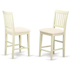 Tabouret de comptoir HomeStock - Chaises en bois hauteur pub en tissu de lin