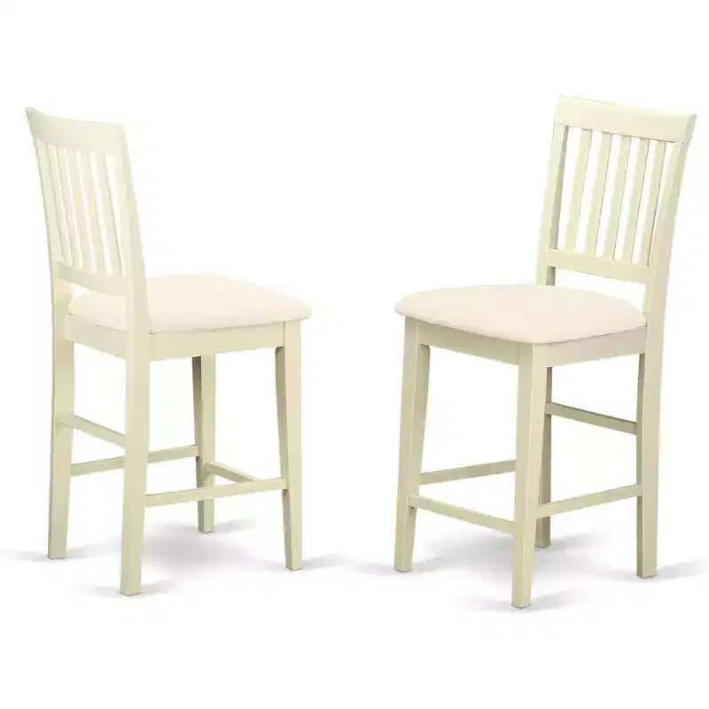 Tabouret de comptoir HomeStock - Chaises en bois hauteur pub en tissu de lin