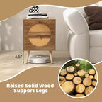 Costway 2 Tables de Chevet en Rotin avec 2 Tiroirs Pieds en Bois Massif Table Basse Compacte en Bois
