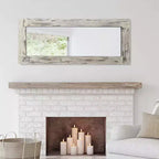 PexFix 24 po L x 58 po H Miroir psyché rectangulaire de style ferme avec cadre en bois massif, à poser ou à incliner, blanc patiné