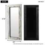 PexFix 24 po L x 58 po H Miroir psyché rectangulaire de style ferme avec cadre en bois massif, à poser ou à incliner, blanc patiné