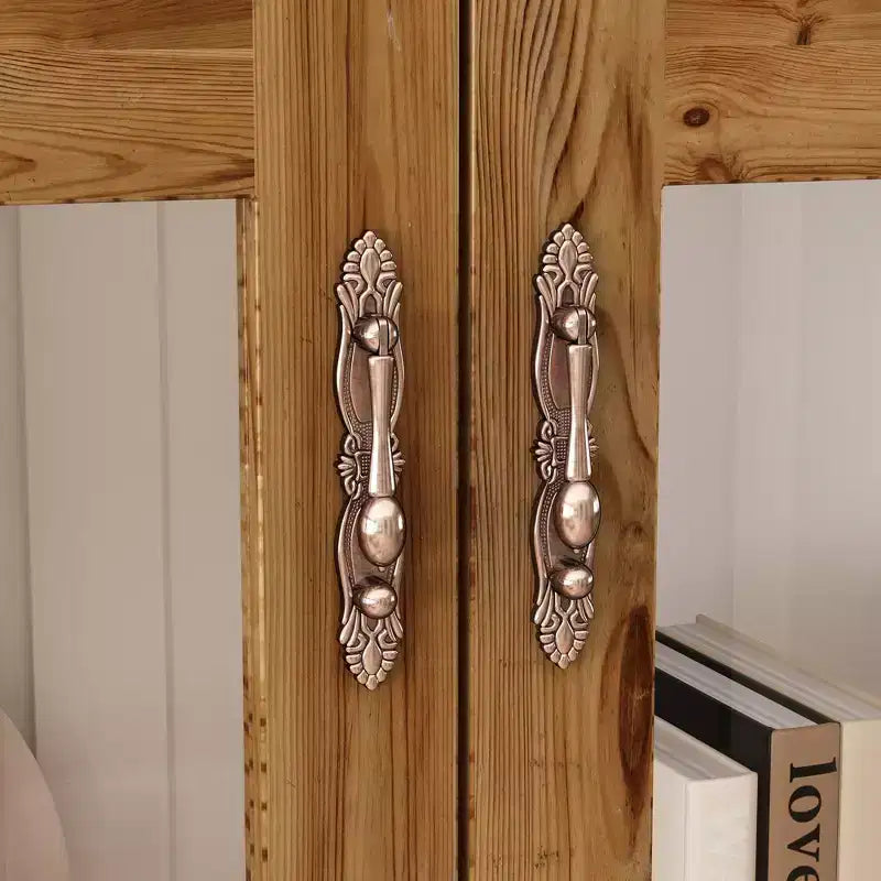Famapy Meuble de rangement vertical blanc, motif gaufré, portes vitrées arquées, étagères, vitrine, meuble de cuisine, meuble d'appoint.