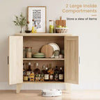 Bahut de cuisine, Meuble de rangement en rotin avec portes et étagères, Commode d'appoint en bois