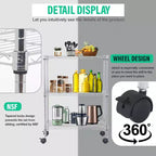 Meuble de rangement pour garde-manger à 3 niveaux BestMassage avec certification NSF et roulettes, conception peu encombrante, pieds réglables