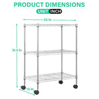Meuble de rangement pour garde-manger à 3 niveaux BestMassage avec certification NSF et roulettes, conception peu encombrante, pieds réglables