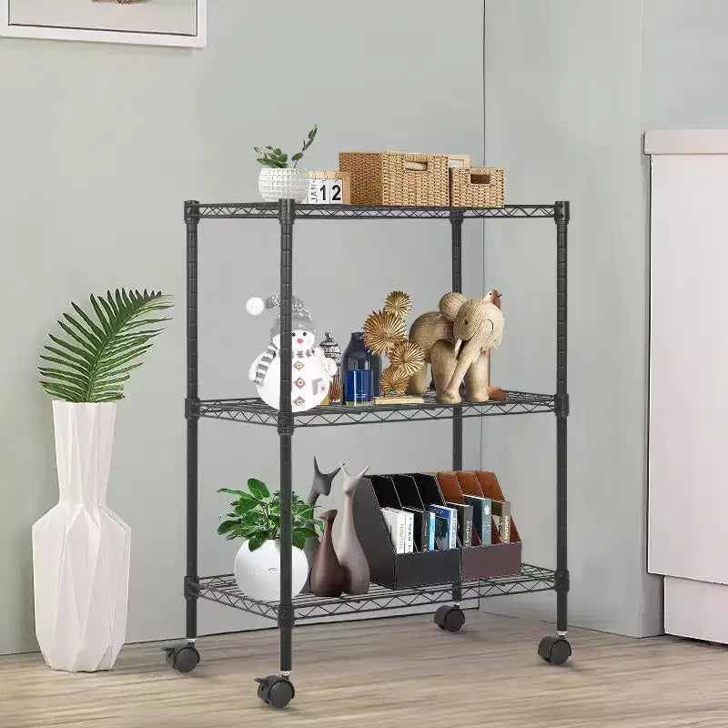 Meuble de rangement pour garde-manger à 3 niveaux BestMassage avec certification NSF et roulettes, conception peu encombrante, pieds réglables