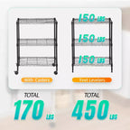 Meuble de rangement pour garde-manger à 3 niveaux BestMassage avec certification NSF et roulettes, conception peu encombrante, pieds réglables