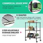 Meuble de rangement pour garde-manger à 3 niveaux BestMassage avec certification NSF et roulettes, conception peu encombrante, pieds réglables