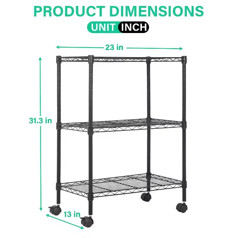 Meuble de rangement pour garde-manger à 3 niveaux BestMassage avec certification NSF et roulettes, conception peu encombrante, pieds réglables