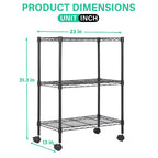 Meuble de rangement pour garde-manger à 3 niveaux BestMassage avec certification NSF et roulettes, conception peu encombrante, pieds réglables