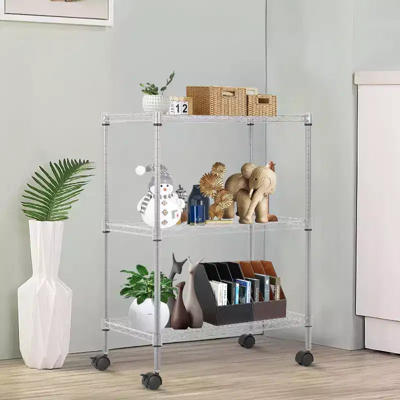 Meuble de rangement pour garde-manger à 3 niveaux BestMassage avec certification NSF et roulettes, conception peu encombrante, pieds réglables