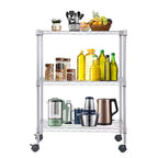 Meuble de rangement pour garde-manger à 3 niveaux BestMassage avec certification NSF et roulettes, conception peu encombrante, pieds réglables