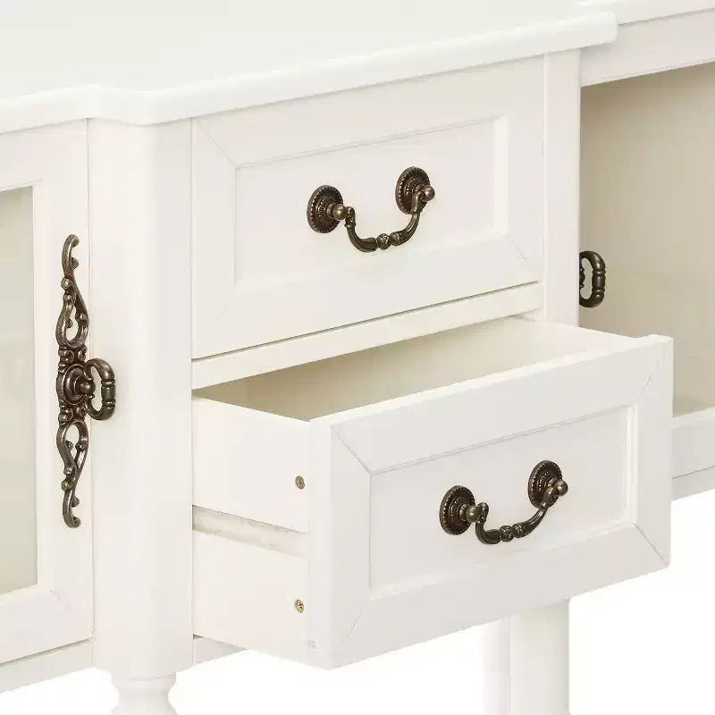 Kings Brand Furniture Buffet/Meuble de rangement en bois, Table console, Blanc crème