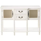 Kings Brand Furniture Buffet/Meuble de rangement en bois, Table console, Blanc crème