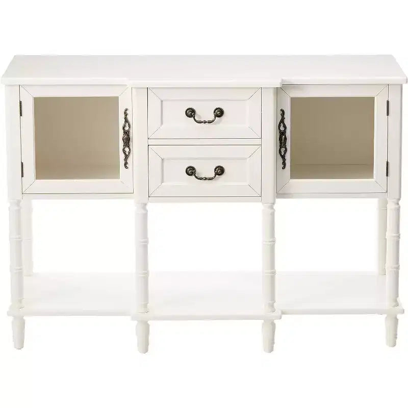 Kings Brand Furniture Buffet/Meuble de rangement en bois, Table console, Blanc crème