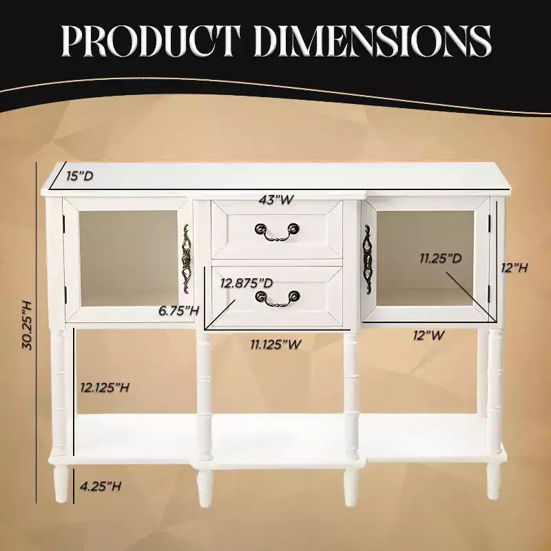 Kings Brand Furniture Buffet/Meuble de rangement en bois, Table console, Blanc crème