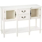 Kings Brand Furniture Buffet/Meuble de rangement en bois, Table console, Blanc crème