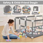 GOTGELIF 71x48 Parc Bébé Pliable à 4 Panneaux avec Panier de Basket