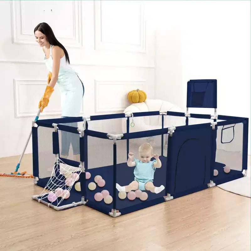 GOTGELIF 71x48 Parc Bébé Pliable à 4 Panneaux avec Panier de Basket
