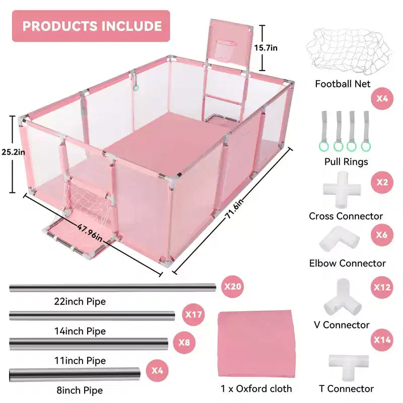 GOTGELIF 71x48 Parc Bébé Pliable à 4 Panneaux avec Panier de Basket
