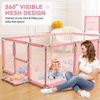 GOTGELIF 71x48 Parc Bébé Pliable à 4 Panneaux avec Panier de Basket