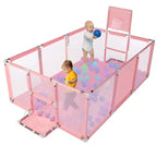 GOTGELIF 71x48 Parc Bébé Pliable à 4 Panneaux avec Panier de Basket