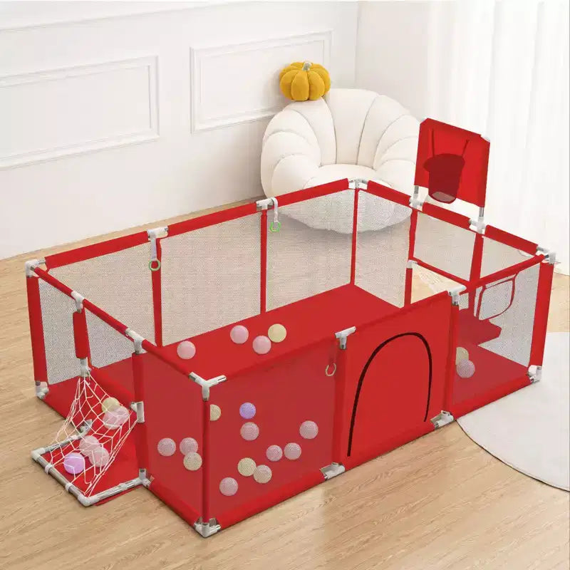 GOTGELIF 71x48 Parc Bébé Pliable à 4 Panneaux avec Panier de Basket