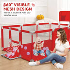 GOTGELIF 71x48 Parc Bébé Pliable à 4 Panneaux avec Panier de Basket