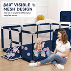 GOTGELIF 71x48 Parc Bébé Pliable à 4 Panneaux avec Panier de Basket