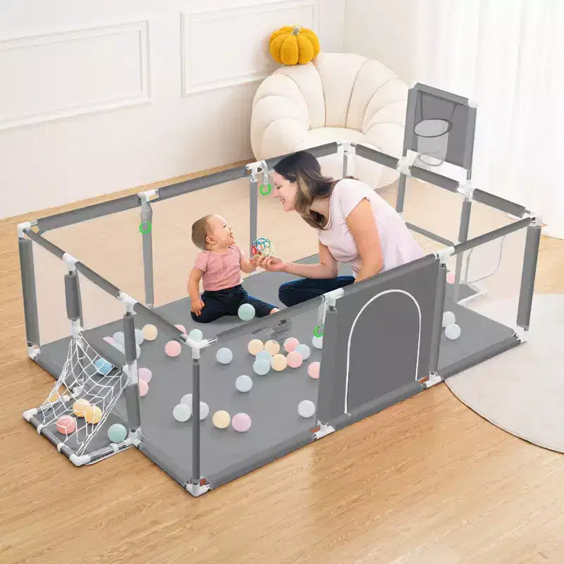 GOTGELIF 71x48 Parc Bébé Pliable à 4 Panneaux avec Panier de Basket