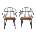 Christopher Knight Home Drats Modern Faux Leather Dining Chairs with Metal Legs(Set of 2), Brown/Black
